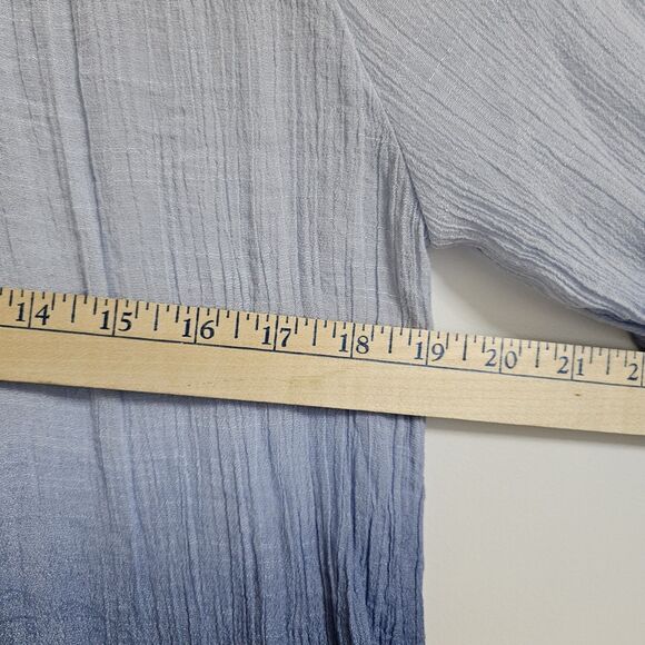 Zac & Rachel Ombre Blouse Women’s Sm Blue Long Sleeves Lightweight Semi Sheer - Picture 7 of 9